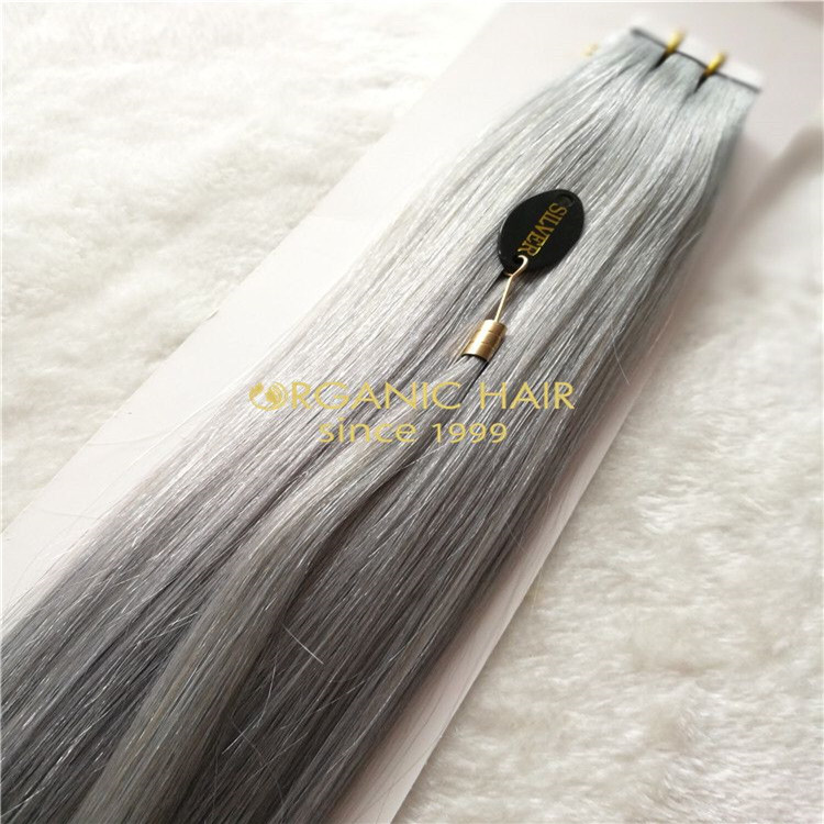 Cuticle intact silver tape-ins hair extension  H171